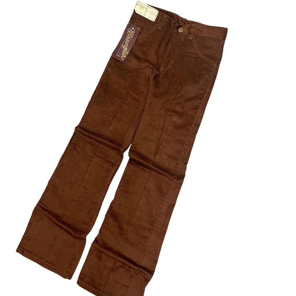 Vintage 70s Wrangler Brown Corduroy Bootcut Jeans Student 27x30 Made N USA *RARE